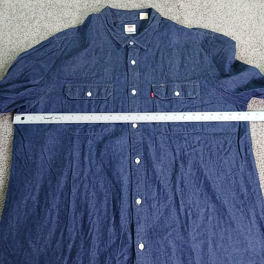 Levis Mens XL Relaxed Fit Denim Shirt Dark Wash Cotton Hemp LS 19573-0135